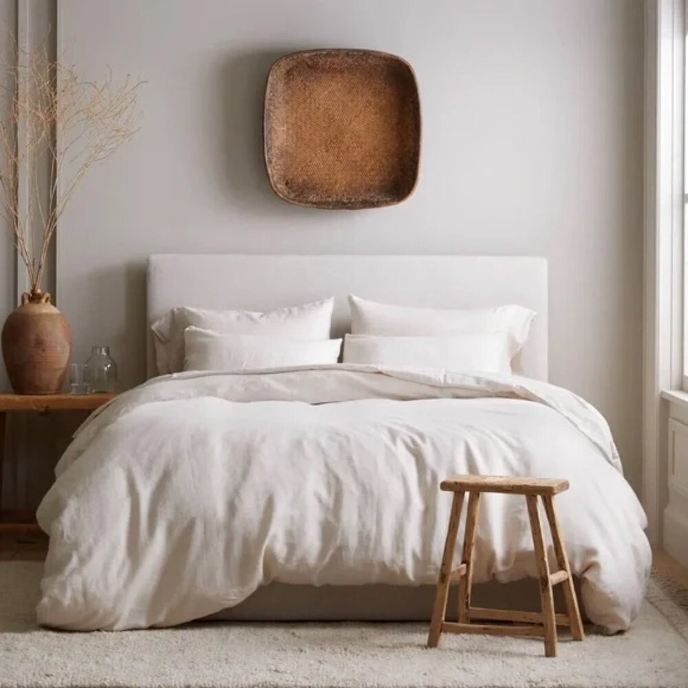 NWOT Quince European Linen Queen/Full Duvet Cover in Sand with 2 Standard Shams